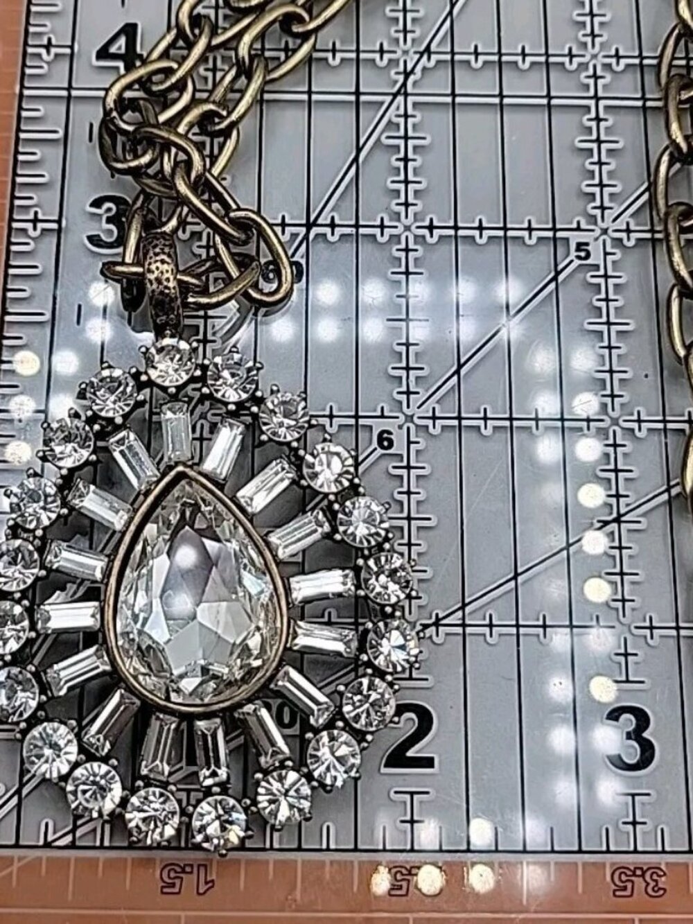 RJ Graziano CN Large Crystal Statement Pendant Necklace 40" Chunky Gold Tone - Picture 16 of 16